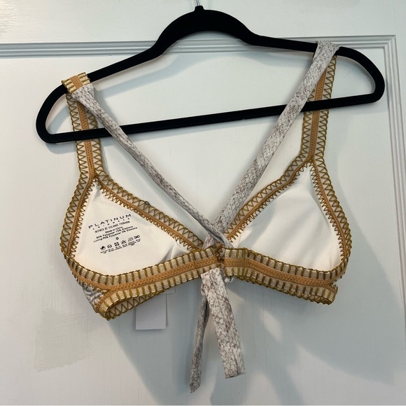 Platinum Inspired by Solange Ferrarini Cobra Crochet Trim Swim Bikini Top Size D - Picture 5 of 9